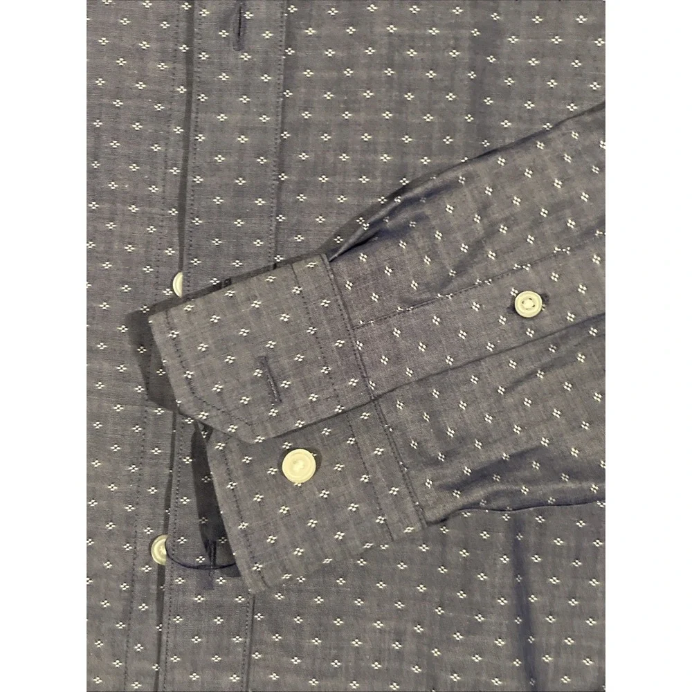Banana Republic Mens Slim Fit Non-Iron Shirt Blue Diamond Print Medium